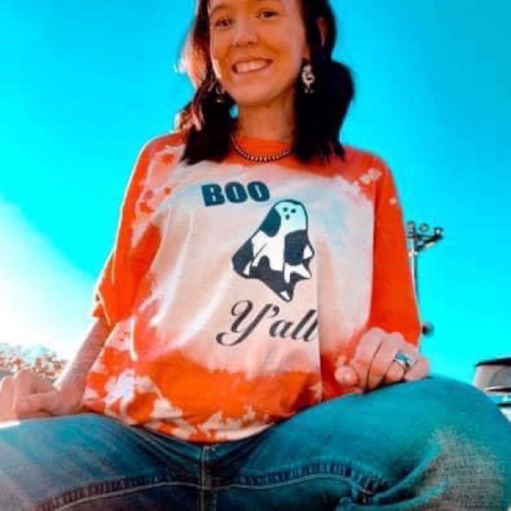Orange Tie-Dye 'Boo Y'all' Short Sleeve Tee